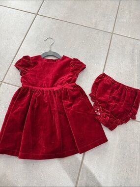 Starting Out Red Velvet Formal Dress with Bloomer